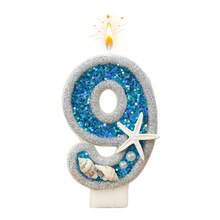 1支0-9数字组合蜡烛，银边蓝海星装饰，适用于生日派对、周年纪念、婚礼、宠物生日、高级蛋糕装饰 - 查看 19