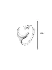 1 Stück S925 Sterling Silber süßer minimalistischer Stern & Mond Zehenring, modischer koreanischer süßer lässiger verstellbarer Fußschmuck für Frauen - Sterne und Mond - Übersicht 7