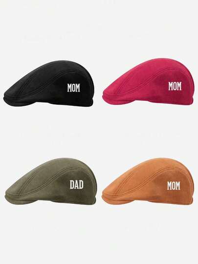 Mũ nồi in chữ màu trơn unisex, chất liệu polyester, kiểu dáng mũ lưỡi trai thời trang, phù hợp cho các cặp đôi đội hàng ngày, món quà tuyệt vời cho gia đình, bạn bè, người yêu, thích hợp làm quà Giáng sinh, Ngày của Mẹ, Ngày của Cha, Ngày Nhà giáo, sinh nhật.
