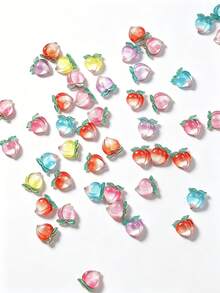 50pcs Cute 3D Peach Nail Art Decorations, Mixed Colors, Suitable For DIY Handcraft And Nail Art, Nail Art Accessories, Nail Gems, Nail Supplies, Nail Decorations - Multicolor - View 6
