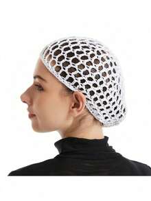 4pcs Hair Net Caps, Sleep Hair Nets, Head Covers For Wigs, Black Mesh Wrap Caps, Crochet Wave Chef Hats, Hair Bun Bouffant Caps, Suitable For Women Ballet Dancers Sleep Bonnet - Multicolor - View 14