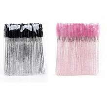 50/100/500pcs Disposable Eyelash Brush Eyebrow Comb Makeup Tool Set, Crystal Handle Mini Beauty Tools For Eyelash Extension And Eyebrow Shaping - Black - View 23