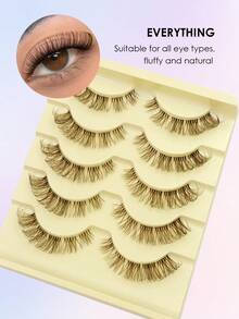 Rikuaild 5 Pairs Brown Transparent Reusable Natural Eyelash Extensions, Lightweight Mocha Mousse Eyelash Makeup - Natural Lashes - View 3