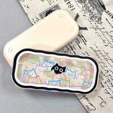 1个可爱狗狗、猫咪和花卉图案全框眼镜盒，男女通用时尚眼镜及首饰收纳盒，透明便携防压眼镜框，塑料材质，磁吸和按钮双开门 - 多色2 - 查看 9