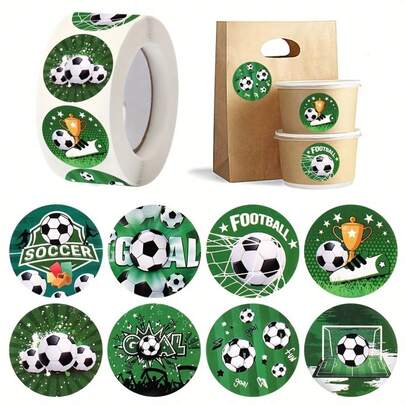 500张足球涂鸦贴纸，1英寸圆形，适用于体育赛事、世界杯、办公用品、学校奖励、剪贴簿、水瓶、手机壳、笔记本电脑DIY装饰，PVC防水贴纸