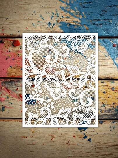 1pc Delicate And Beautiful Flower Grid Background Stencil For Handmade DIY Scrapbook, Handmade Book, Birthday Graduation Gift, Blessing Thank You Card, Diary Photo Album, Magazine, Greeting Card Decoration Painting Supplies Stencil