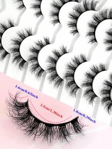 ENCHUW 7 pares de pestañas postizas de visón falso esponjoso, pestañas postizas gruesas y voluminosas, pestañas postizas rizadas - Negro - Ver 2