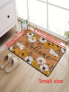 1pc Interesting Daisy "Hello" Floral Print Doormat, Yellow Minimalist Short Plush Quick-Dry Non-Slip Washable Entrance Mat, Spring Patio Decor, Home Decor, Suitable For Kitchen, Bathroom, Dining Room, Hallway, Party, All Seasons, Patio Atmosphere Decor, Summer Patio Supplies - 1PC - View 10