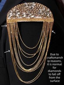 Fashionable Design Versatile Exquisite Luxurious Handsome Personalized Rhinestone Flower Tassel Golden Epaulet Suitable For Men's Daily Business Commute Wear Jewelry - Multicolor - View 3