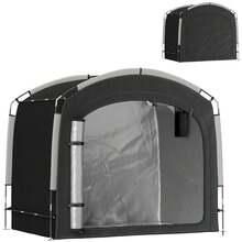 Outsunny Tente de vélo pour le rangement extérieur, abri de vélo portable pour 3-4 vélos abri de jardin avec 2 poches latérales, 220 x 150 x 195 cm, noir - Schwarz - Übersicht 1