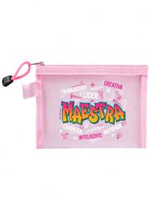 Mesh Breathable Zipper Makeup Bag, Stylish Teacher's Day Pattern, Suitable For Daily Holiday Makeup Storage, Teacher's Day Gifts, Mother's Day Gifts - Multicolor - View 15