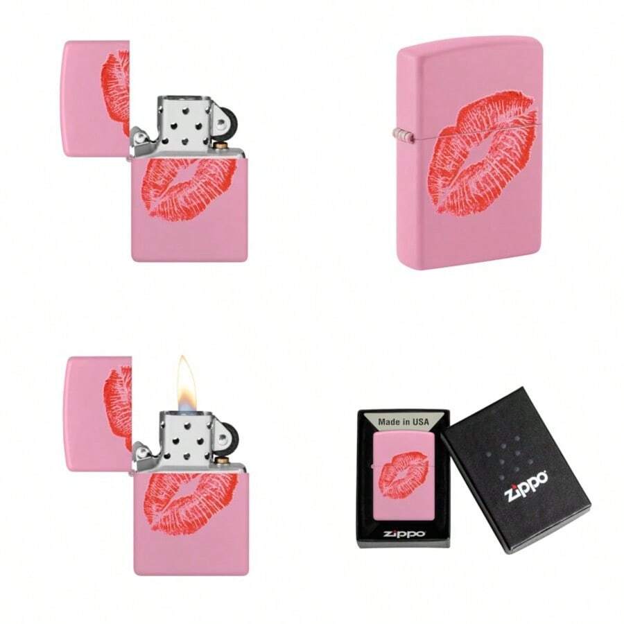 Zippo Amor Bolsillo encendedores - Diseño de besos rosa - Ver 1