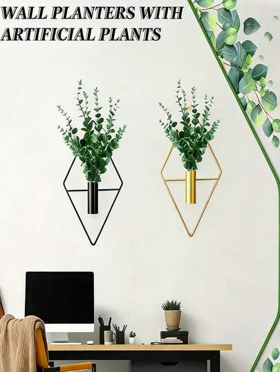 Rhombus Hanging Planter Vase, Modern Geometric Wall Decor Suitable For Home, Living Room, Office, Party, Wedding, Home Decoration, Spring Garden Decor, Mother's Day Decor, Ideal Mother's Day Gift