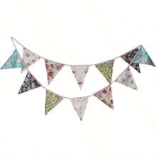 12pcs/Set Fabric Triangle Pennant Banner, Suitable For Birthday Party, Wedding, Bridal Shower, Outdoor And Home Decor - 085 - 查看 4