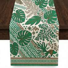 1pc Tropical Leaf Print Table Runner, Suitable For Holidays, Parties, Birthdays, Dinners, Restaurant Table Decor, All Seasons, Home Decoration - Multicolor - View 7