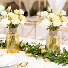 Vintage Glass Flower Vase, Farmhouse Glass Centerpiece Vases Mason Jars For Weddings, Parties & Home Decor Bulk (12, Transparent)  Bud Vases For Flowers For Rustic Wedding KDW8 - 金子 - 查看 5