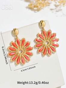 OOQ 1对夏季波西米亚风雏菊吊坠耳环，时尚优雅饰品，适合日常搭配、旅行、海滩派对，也是送给朋友和爱人的礼物（手工串珠，颜色和数量随机） - 橘色 - 查看 5