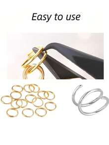 6 Size Gold And Sliver Jump Rings,Double Loops Round Split Small And Medium Key Chain Ring For Jewelry Making And Keychain Home Car Dog Tag Rings - Multicolor - View 3