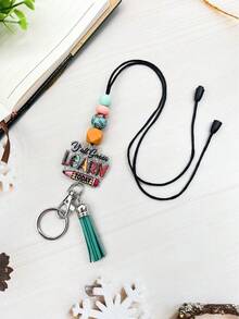 1 件教师节亚克力苹果铅笔吊饰挂绳带流苏，适合学生和教师的学校用品配件万圣节汽车配件包饰可爱哥特 Y2k 万圣节配件教师节圣诞节礼物创意包饰挂绳带身份证夹汽车配件包饰 - 彩色 - 查看 6