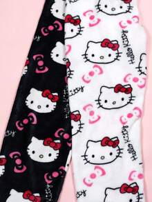 SANRIO 三丽鸥法兰绒睡裤，可爱Hello Kitty女士休闲家居裤，黑白拼接卡通KT印花睡衣裤，时尚秋季睡裤 - 彩色 - 查看 5