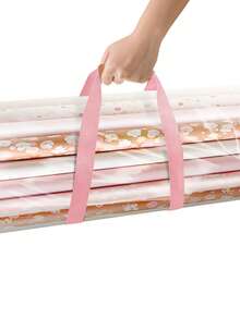 1 pieza Bolsa de almacenamiento de PVC resistente para envolver regalos con asa y cremallera, impermeable, cabe 25 rollos de papel de regalo de tamaño estándar, contenedor de almacenamiento de envoltorio de regalo - Rosa - Ver 3