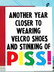 1pc, Rude Humor "Hook And Loop Shoes" Birthday Card. Includes Envelope, Premium Matte Paper. Bold Typography & Colorful PISS Design. Perfect For Close Friends – The Ideal Cheeky Rude Birthday Card (12cm/4.7in X 17cm/6.7in) - Red Envelope - View 6