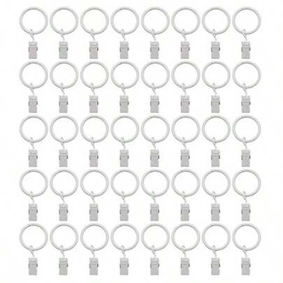 Window Hardware Clip Rings40 Pack White Curtain Rings With Clips1 Inch Interior Diameter White Clip Rings For Curtain