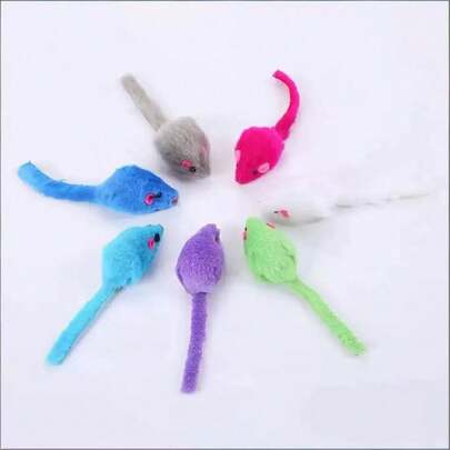 Interactive Cat Toy, Realistic Plush Mouse Cat Toy, Soft Plush, No Battery Required, Compact, Rainbow Mouse Cat Toy, Fun Interactive Game, Amusing Sound Cat Toy, Provides Hours Of Entertainment And Exercise, Allows Your Cat To Play Independently, Suitable For Cats Of All Sizes And Pet Supplies (Random Color)