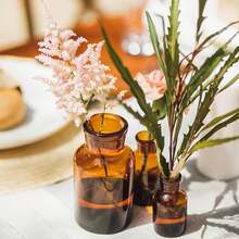 Set Of 16 Amber Glass Bud Vases, 8.5 Oz Small Brown Bud Vase Bulk Boho Glass Vase Decorative Medicine Bottle Vintage Apothecary Jar For Flower, Wedding Reception, Table Centerpieces, Home Decor  Bud Vases For Flowers For Rustic Wedding YFXE - 250毫升 - 查看 5