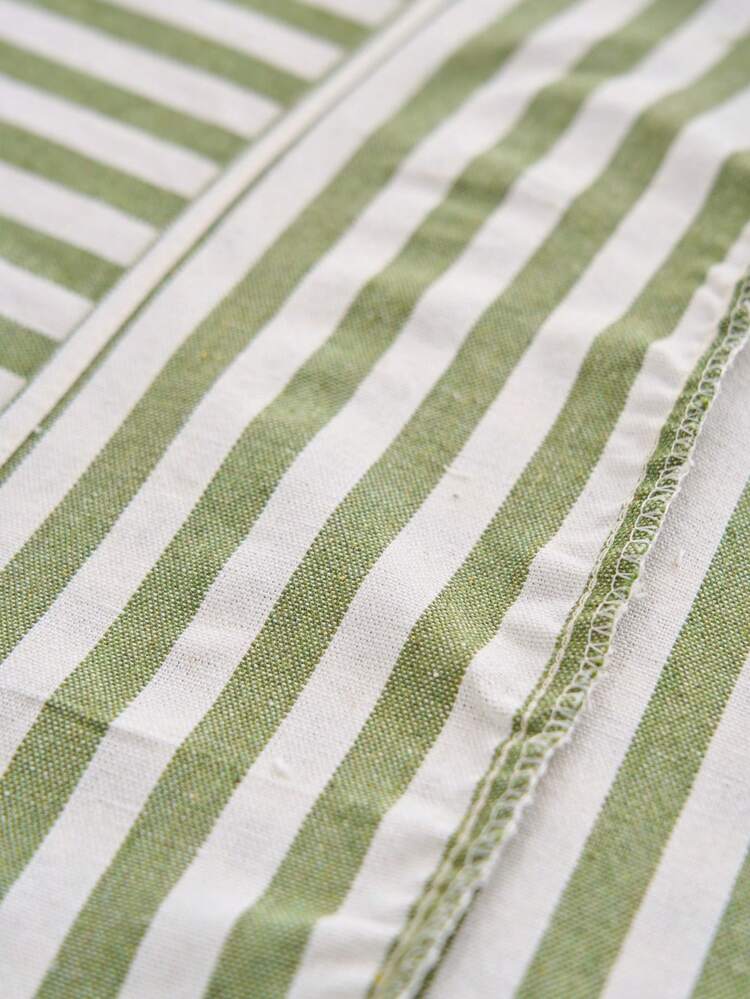 1 pieza Mantel a rayas verde fresco, estilo granja americana minimalista, rectangular adecuado para mesa de comedor, mesa de café, soporte de TV, entrada, fiestas, bodas, picnics, decoración del hogar, para todas las estaciones - Verde - Añade 5