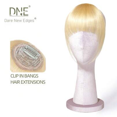 DNE HAIR 夹式刘海，100%真人发，613#金色刘海，带鬓角，真人发假刘海接发，自然逼真，适合女性/女孩日常佩戴