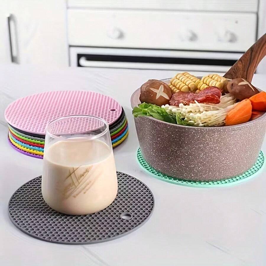 4 piezas de posavasos de silicona con forma de panal, resistentes al calor y antideslizantes, adecuados para la cocina, la mesa de comedor, soportes para ollas y manteles para tazas