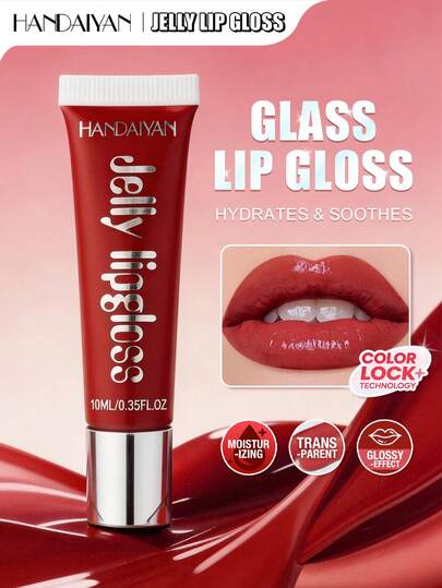  HANDAIYAN Mirror Moisturizing Glass Lip Gloss Fruit Color Jelly Lipstick Lip Gloss Lip Oil, Single Tube, 10ml Water Content, Face Painting Cosmetics, Suitable For Women, Ideal For Winter/Spring, Suitable As Birthday/Valentine's Day/Mother's Day Gift, Essential For Carnival Party, Best Color Choice