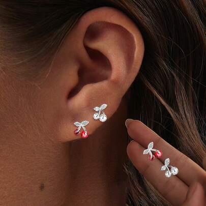 1 đôi bông tai hình hoa anh đào bằng bạc Sterling S925 đính đá Zirconia, thích hợp làm quà tặng cho bạn gái, đeo hàng ngày, quà Ngày của Mẹ, quà tặng cho chị gái, món quà tuyệt vời nhất.
