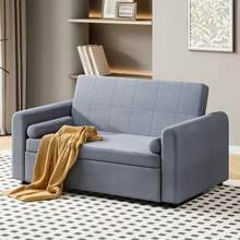 2 Seater Sofa Bed, 3 In 1 Convertible Corner Sofa Bed, Pull Out Linen Double Sleeper Chair Bed With Pocket And Adjustable Backrest For Living Room - Dark Grey - View 9