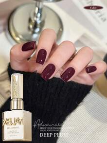 1 Botella de 15ml Esmalte de uñas en gel color ciruela, unicolor, removible, sin necesidad de limpiar, adecuado para todas las estaciones - rojo morado - Ver 5