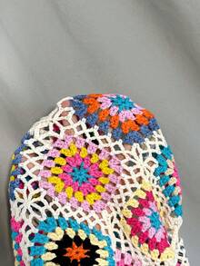 Handmade Crochet Random Color Grandma Plaid Bohemian Style Tube Top Summer - Multicolor - View 4