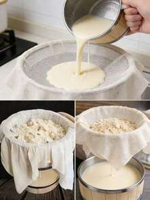 5片/3片豆腐过滤布，包边，高密度，豆腐布，过滤器，豆浆，千层布，残渣过滤器，纱布，隔热棉布，细纱豆腐布，蒸笼布，用于豆腐制品，不粘蒸笼布 - 彩色 - 查看 1