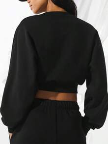 Cropped Accolade Crewneck - Black - View 2