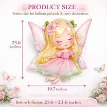 1/2個 23.6英吋大尺寸粉色仙女箔氣球 女孩生日派對 嬰兒洗禮 春季花園主題裝飾 柔和色系氣球花環裝飾 - 小仙女 - 查看 3