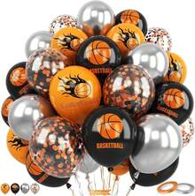 Globos de látex para coche de carreras, 60 unidades de 12 pulgadas, color rojo, negro, blanco, bandera a cuadros, para fiestas de cumpleaños, fiestas rápidas, suministros para fiestas de baby shower, - Negro Naranja Plata - Ver 2