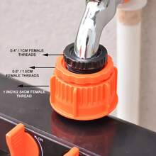 4-Way Garden Hose Splitter With 4 Independent Switches, Leak-Proof Design, Outdoor Faucet Connector For Lawn, Garden, Car Wash And Irrigation - Black and Orange - View 11