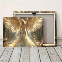 1 Pc Canvas Painting,A Beautiful Angel With Large Wings Art Painting, Suitable For Framing And Decorating Offices, Corridors And Living Rooms. , Wooden Framed Art,High Quality ,Thickness 2.25cm/1inch  Wall Art Prints Poster Direct Hanging Decor For Home Gifts,Living Room, Bathroom, Bedroom, Kitchen,Bar,Office - 有框架 - 查看 5