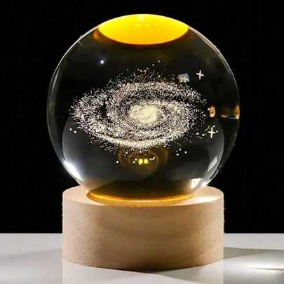 AUXOM Luminária Decorativa Globo LED Com Interruptor On e Off Lua Via Láctea Sistema Solar Bola De Cristal