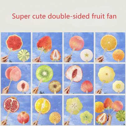 1pc Super Cute Fruit Hand Fan, DIY Mini Fan For Summer, Refreshing Sweet Fan, Essential For Summer Photos, Portable Hand-Painted Fan, Photo Prop Fan, Made Of Xuan Paper With Fine Craftsmanship And Sturdy Materials, DIY Creative Paper Fan, Ideal Gift, Loved By All - Watermelon Fan, Lemon Fan, Apple Fan, Peach Fan, Durian Fan, Strawberry Fan, Pomegranate Fan, Lychee Fan