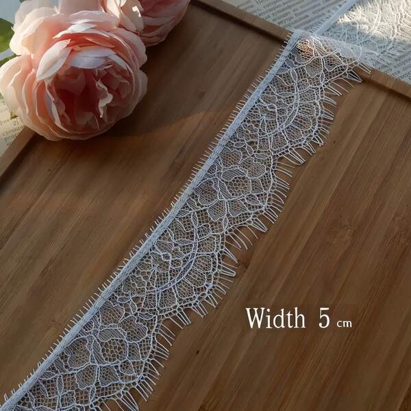 3 Meters Length Eyelash Lace Trim, High-Quality Bone Edging Fabric, Clothing Decoration Accessory For DIY Dress, Skirt, Garment