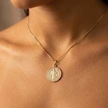Gold-Plated Saint Benedict Medal Necklace - Gold - View 1