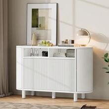 Modern Sideboard With Multifunctional Storage Space For The Entryway, Sideboard With Refrigerator-Style Doors And Adjustable Legs, Ideal For Entryway, Hallway Or Living Room (White). - 白色 - 查看 4
