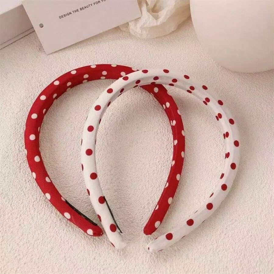 Băng đô rộng bằng mút chấm bi đỏ, kẹp tóc cao cấp kiểu dáng thanh lịch, phụ kiện tóc phong cách retro, tôn dáng, thích hợp cho mùa hè, kỳ nghỉ, du lịch. - Nhiều màu - Xem 1