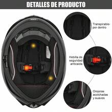 Casco Integral Para Moto Certificado Dot Luz Led Bluetooth Color Negro Diseño Monocolor Tamaño Del - NEGRO - Ver 10